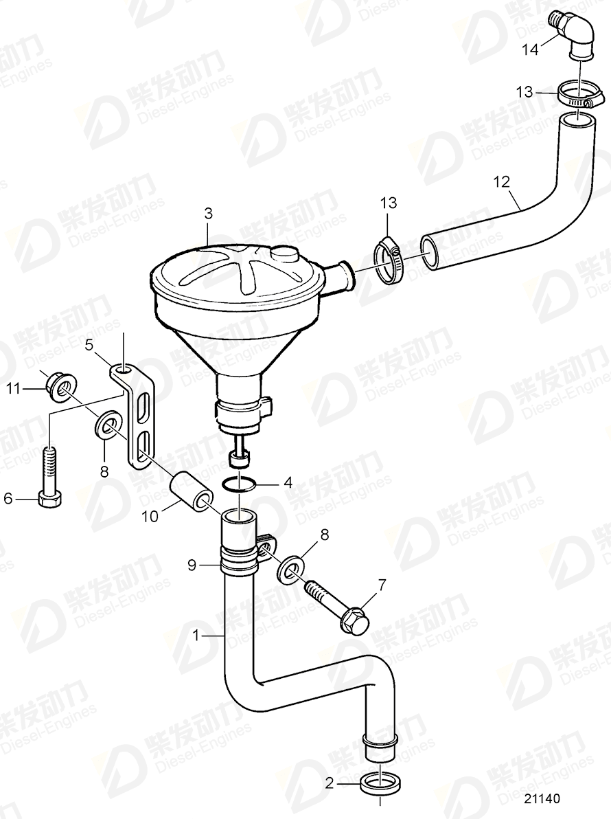 VOLVO Breather pipe 3825014 Drawing